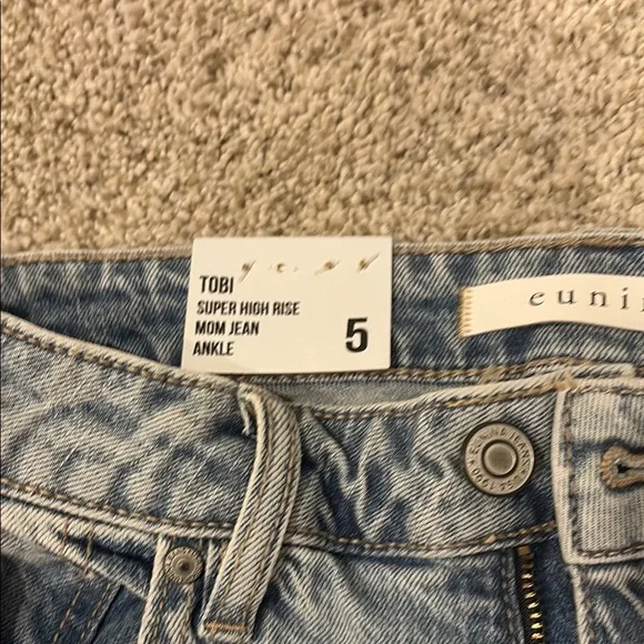 Eunina Light Blue Distressed Straight Leg Jeans - Picture 2 of 4